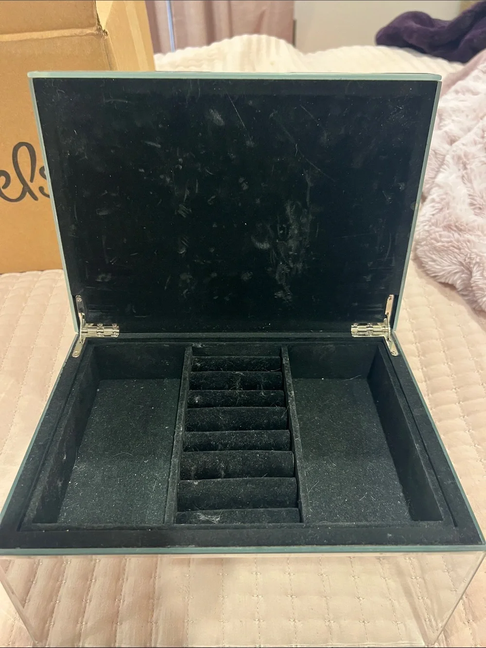 Z Gallerie Mirrored Decorative Jewelry Box with Crystal Accent - Silver